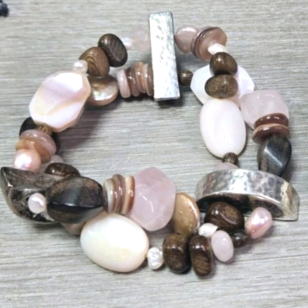 Rare Retired Silpada Rose Quartz Stretch Bracelet B1418
